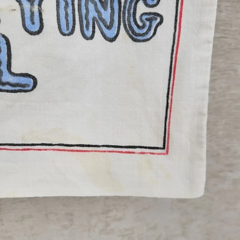 Mom's and Pop's Vintage Crying Towel with Colorful Cartoon Designs